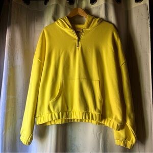 Obsessive Love Yellow Crew Neck Sweater with Elastic Cuffs